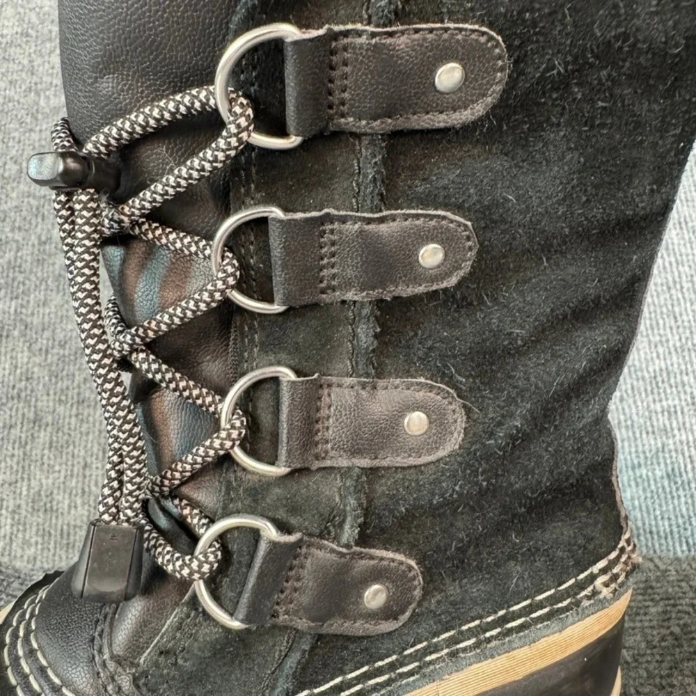 Sorel Joan of Arctic Black Waterproof Winter Snow Boots Faux Fur Trim 2